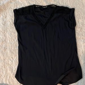 Express black v neck laced blouse